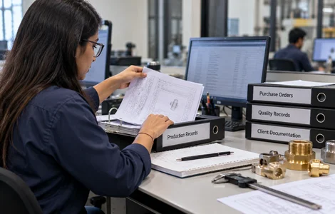 Administrative support professional managing business documents, production records, and office documentation in a manufacturing company at Princy Industries
